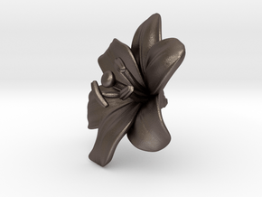 Lily Flower 1 - L in Polished Bronzed Silver Steel