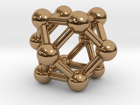 0282 Cuboctahedron V&E (a=1cm) #003 in Polished Brass