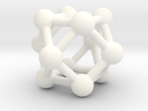 0282 Cuboctahedron V&E (a=1cm) #003 in White Processed Versatile Plastic