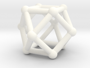 0281 Cuboctahedron V&E (a=1cm) #002 in White Processed Versatile Plastic