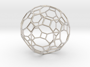 0283 Great Rhombicosidodecahedron E (a=1cm) #001 in Rhodium Plated Brass