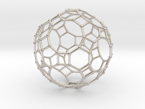 0284 Great Rhombicosidodecahedron V&E (a=1cm) #002 in Rhodium Plated Brass