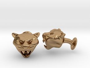 Tiger Head Cufflinks in Polished Brass
