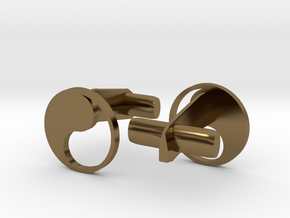 Yin Yang Hollow Cufflinks in Polished Bronze