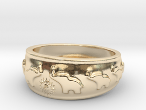 Marching Elephants Ring in 14K Yellow Gold