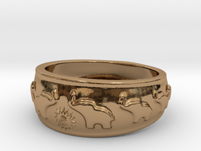 Marching Elephants Ring in Polished Brass