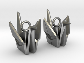 Origami Crane Earrings in Natural Silver