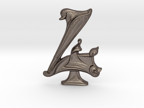 Art Nouveau House Number: 4 at 6" in Polished Bronzed Silver Steel