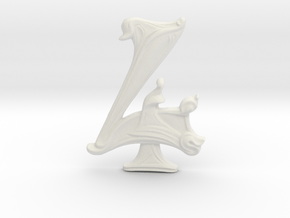 Art Nouveau House Number: 4 at 6" in White Natural Versatile Plastic