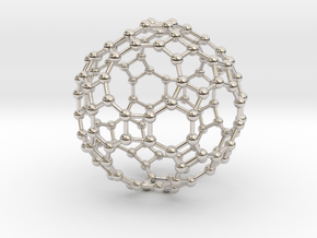 0285 Great Rhombicosidodecahedron V&E (a=1cm) #003 in Rhodium Plated Brass