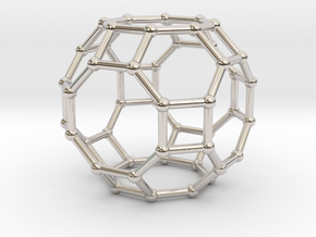 0287 Great Rhombicuboctahedron V&E (a=1cm) #002 in Rhodium Plated Brass