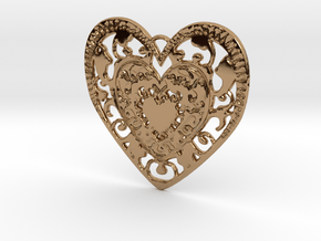 Flourish Whole Heart Pendant in Polished Brass