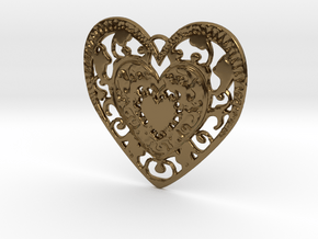 Flourish Whole Heart Pendant in Polished Bronze