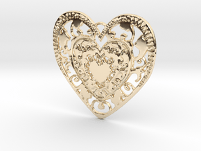 Flourish Whole Heart Pendant in 14k Gold Plated Brass