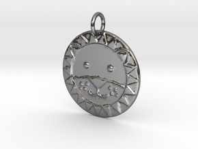 Cute Lion Face in Fine Detail Polished Silver