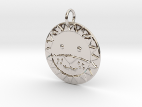 Cute Lion Face in Rhodium Plated Brass