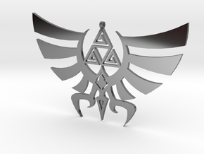 Triskele Hyrule Crest Pendant in Fine Detail Polished Silver