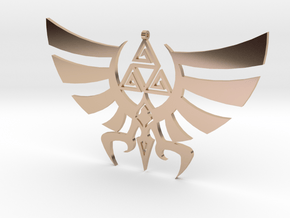 Triskele Hyrule Crest Pendant in 14k Rose Gold Plated Brass