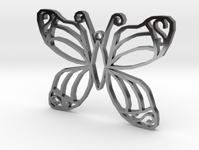 Butterfly Pendant in Fine Detail Polished Silver