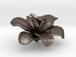 Lily Flower Rock 1 - S in Polished Bronzed Silver Steel