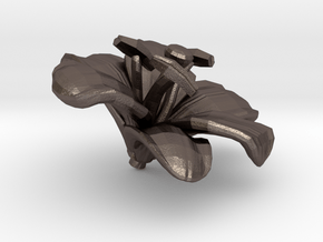 Lily Flower Rock 1 - M in Polished Bronzed Silver Steel