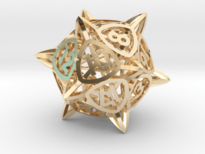 'Center Arc' dice, D20 balanced gaming die in 14k Gold Plated Brass