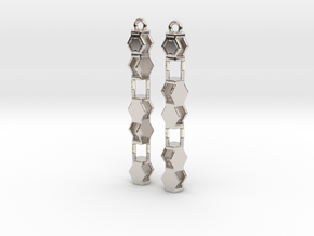 Stacked Hexagon Earrings in Platinum