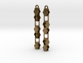 Stacked Hexagon Earrings in Polished Bronze