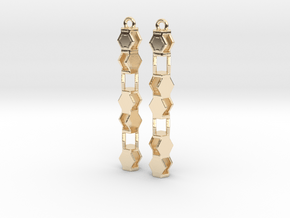 Stacked Hexagon Earrings in 14k Gold Plated Brass