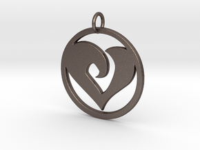 Heart Amulet in Polished Bronzed Silver Steel