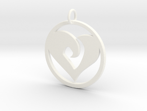 Heart Amulet in White Processed Versatile Plastic