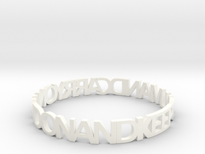 KEEP CALM AND CARRY ON AND ON AND bangle in White Processed Versatile Plastic