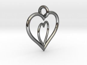 Love Hearts in Fine Detail Polished Silver