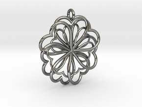 Hearts Flower in Fine Detail Polished Silver