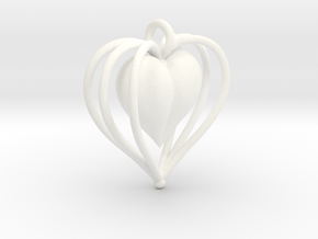 Hearts Cage in White Processed Versatile Plastic