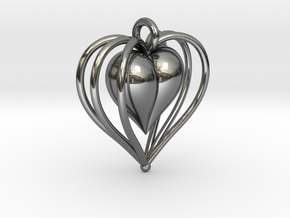 Hearts Cage in Fine Detail Polished Silver