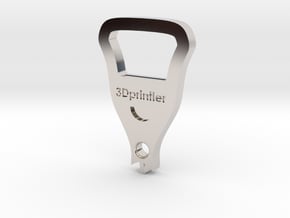 Bottle Opener - 3Dprintler  in Rhodium Plated Brass