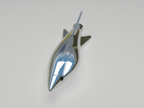 Rocket Earring Bead 05 in Fine Detail Polished Silver