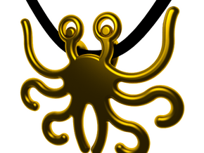 Flying Spaghetti Monster in Polished Gold Steel