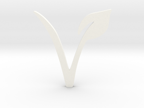Vegan Symbol in White Processed Versatile Plastic