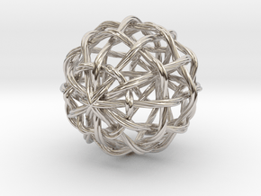 0396 Waves on the Sphere (d=5cm) #002 in Rhodium Plated Brass
