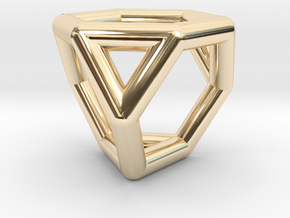 0289 Truncated Tetrahedron E (a=1cm, fc) #004 in 14k Gold Plated Brass