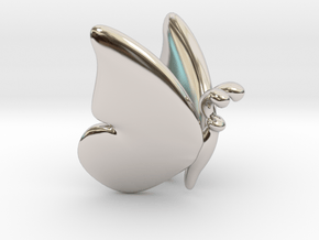 Butterfly 1 - S in Rhodium Plated Brass