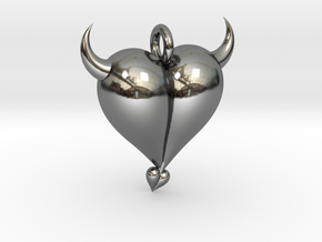 Evil Heart in Fine Detail Polished Silver