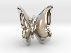 Butterfly 1 - L in Rhodium Plated Brass