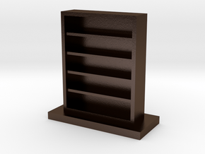 Empty Bookcase in Polished Bronze Steel