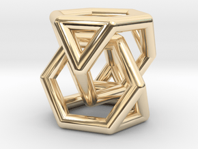 0291 Two Truncated Tetrahedron E (a=1cm, fc) in 14K Yellow Gold