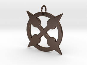 Spikey Punk Amulet in Polished Bronze Steel