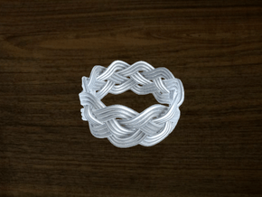 Turk's Head Knot Ring 4 Part X 10 Bight - Size 11 in White Natural Versatile Plastic