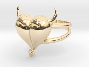 Size 9 Evil Heart Ring in 14K Yellow Gold